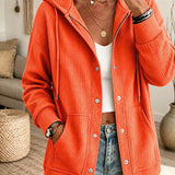 Women's Hooded Cardigan with Drawstring - Casual and Comfortable
