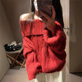 Women's Faux Mink Knit Off-Shoulder Sweater – Soft, Cozy, and Elegant Style