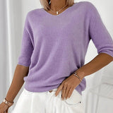 Women's V-neck jumper with mid-length sleeves – Casual and refined