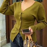 Women's V-neck knitted top - Fitted and soft