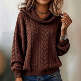 Women's cable-knit turtleneck jumper - Soft and retro