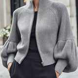 Women's fuzzy lantern-sleeve sweater - Soft and textured