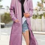 Multicoloured Oversized Women's Cardigan with Zip and Soft Hood