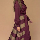 Mila | Striped Long Dress with Lace