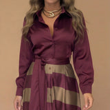 Mila | Striped Long Dress with Lace