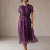 Flavia | Maxi Dress with Drop Neckline and Chiffon Lace Trim
