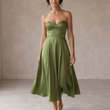 Liora | Elegant Strapless Midi Dress