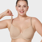 Deep V Lace Trim Full Coverage Push-Up Bra