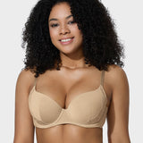 Deep V Lace Trim Full Coverage Push-Up Bra