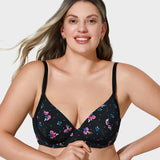 Deep V Lace Trim Full Coverage Push-Up Bra