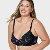 Deep V Lace Trim Full Coverage Push-Up Bra