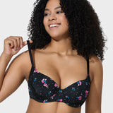 Deep V Lace Trim Full Coverage Push-Up Bra