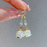 Elegant Drop Earrings with White Opal