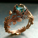 Natural Ring with Green Crystal
