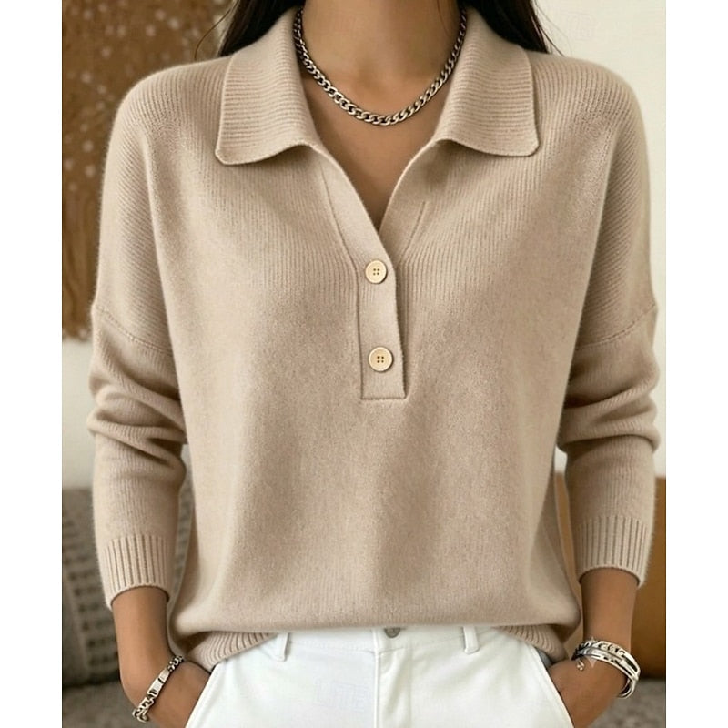 Button-front women's sweater with a refined collar - Chic and comfortable
