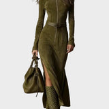 Vintage maxi dress with zip and belt