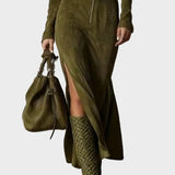 Vintage maxi dress with zip and belt