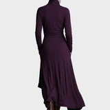 Teresa - Asymmetrical Maxi Dress in Knit with Roll Neck