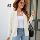 Women's solid-colour zip-up long-sleeve cardigan - Simple and comfortable