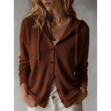 Button-up women's hooded cardigan - Soft and practical