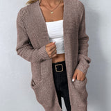 Long women's cardigan with pockets - Elegant and practical