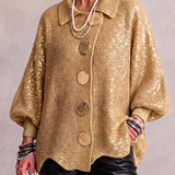 Hydrangea | Oversized Cardigan with Golden Buttons