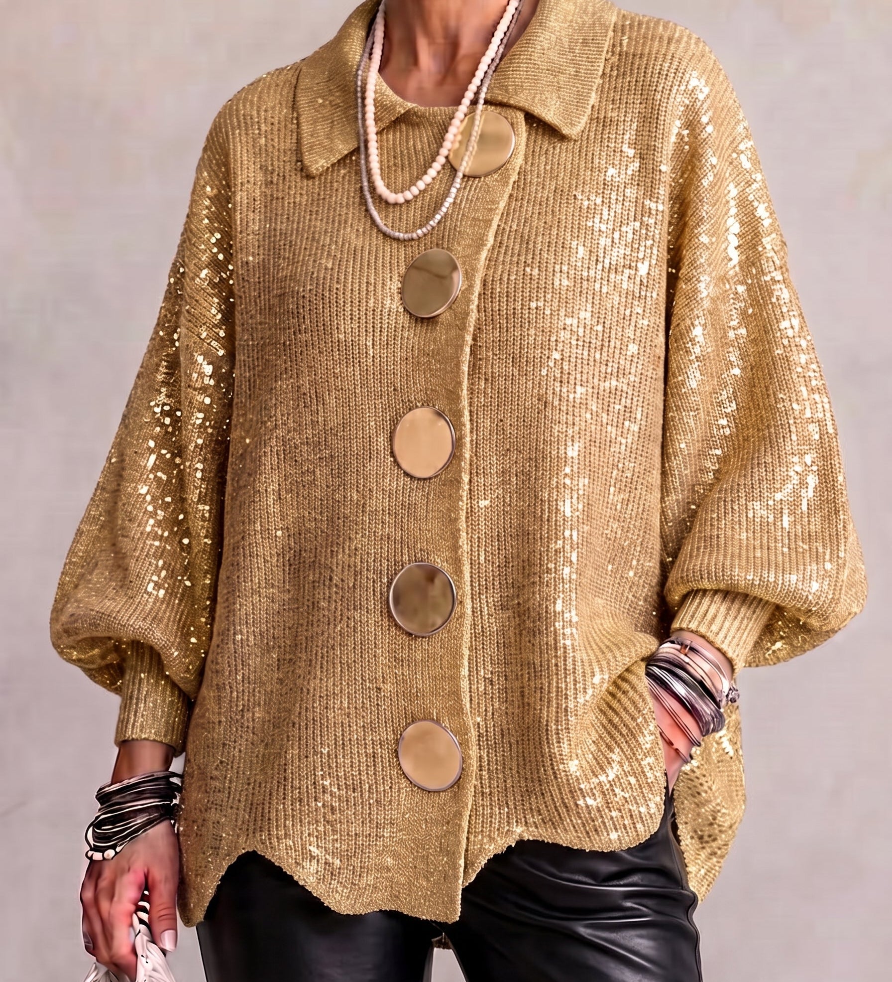 Hydrangea | Oversized Cardigan with Golden Buttons