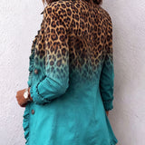 Emma | Leopard Ombre Ruffle Blazer Jacket