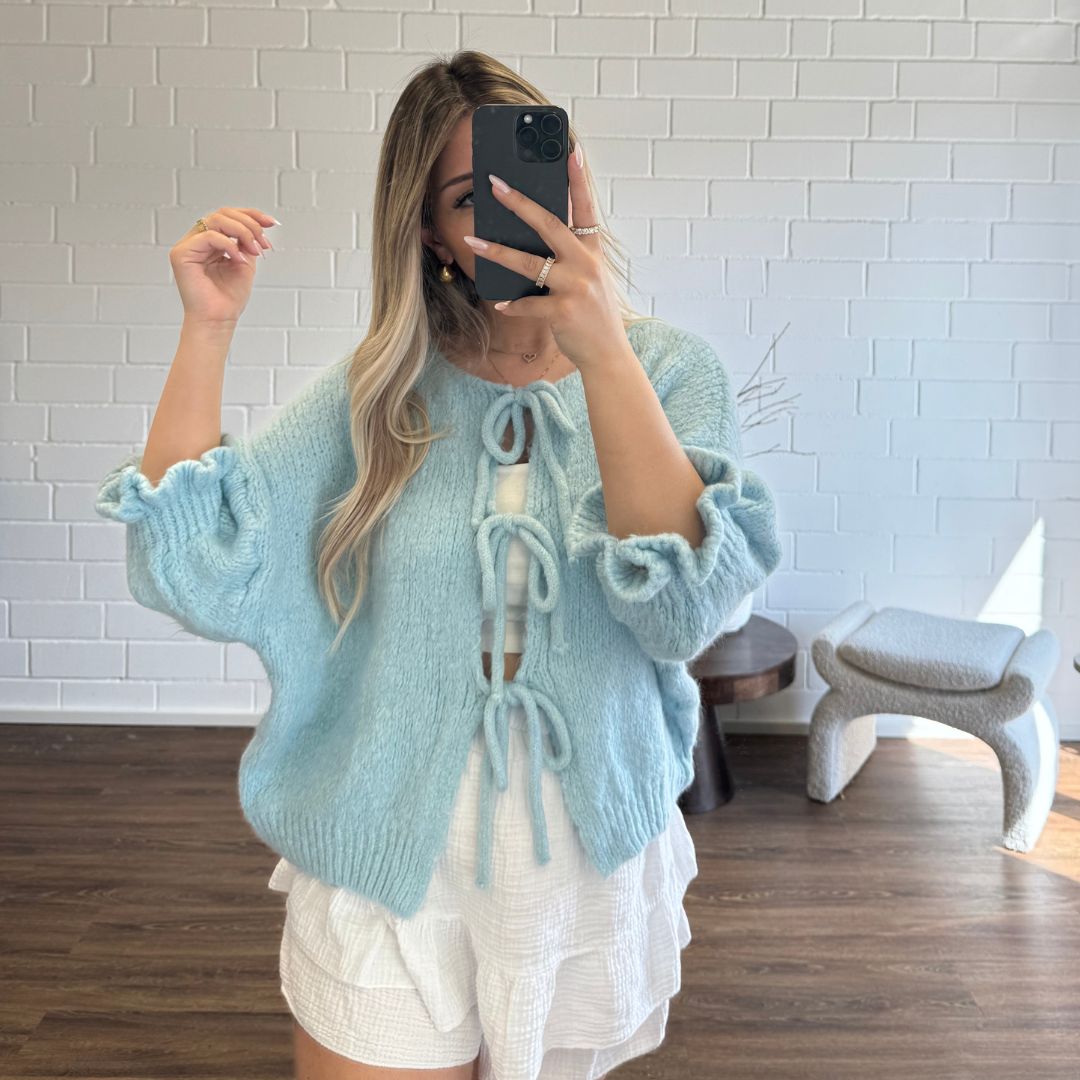 Oversized Tulip Cardigan with Bows