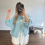 Oversized Tulip Cardigan with Bows