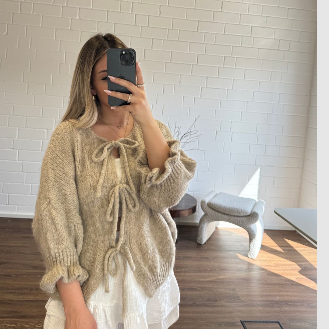 Oversized Tulip Cardigan with Bows