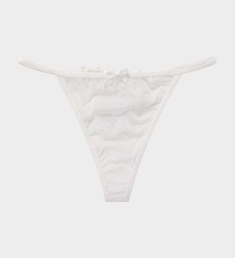 Lace-Trim Mesh V-String Panty