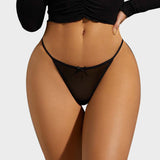 Lace-Trim Mesh V-String Panty