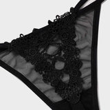 Lace-Trim Mesh V-String Panty