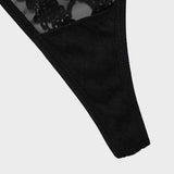 Lace-Trim Mesh V-String Panty