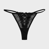 Lace-Trim Mesh V-String Panty