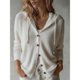 Button-up women's hooded cardigan - Soft and practical