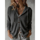 Button-up women's hooded cardigan - Soft and practical